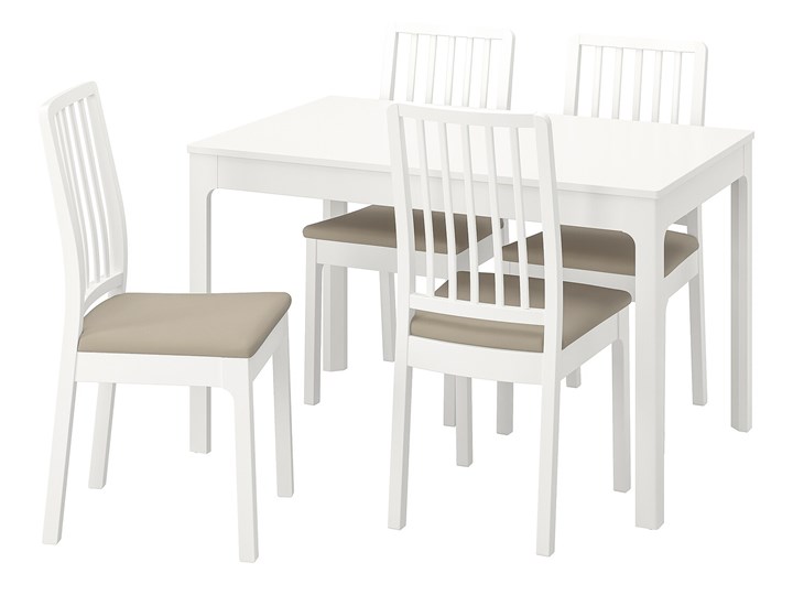 IKEA EKEDALEN / EKEDALEN Stół i 4 krzesła, biały/Hakebo beżowy, 120/180 cm