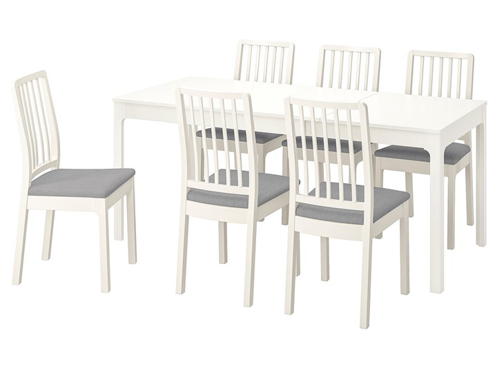 IKEA EKEDALEN / EKEDALEN Stół i 6 krzeseł, biały biały/Orrsta jasnoszary, 120/180 cm Pomieszczenie Jadalnia Kategoria Stoły z krzesłami