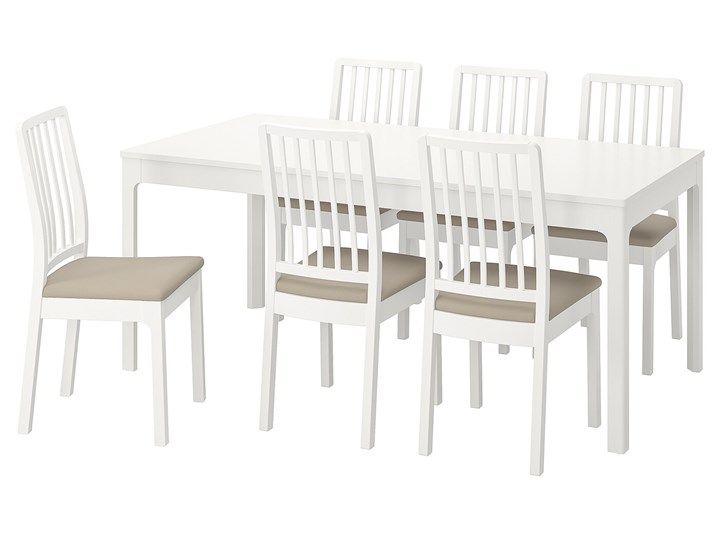 IKEA EKEDALEN / EKEDALEN Stół i 6 krzeseł, biały/Hakebo beżowy, 180/240 cm