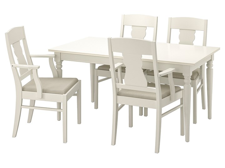 IKEA INGATORP / INGATORP Stół i 4 krzesła, biały, 155/215 cm Kategoria Stoły z krzesłami Kolor Beżowy