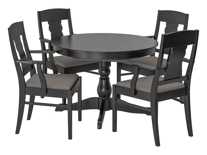 IKEA INGATORP / INGATORP Stół i 4 krzesła, czarny, 110/155 cm Kategoria Stoły z krzesłami Pomieszczenie Salon