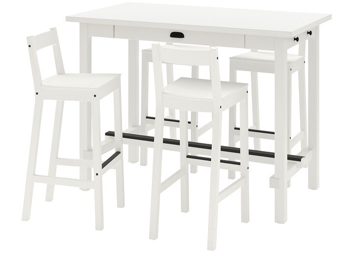 IKEA NORDVIKEN / NORDVIKEN Stół barowy + 4 krzes bar, biały/biały Pomieszczenie Jadalnia Kategoria Stoły z krzesłami