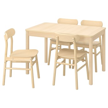 IKEA RÖNNINGE / RÖNNINGE Stół i 4 krzesła, brzoza/brzoza, 118/173 cm