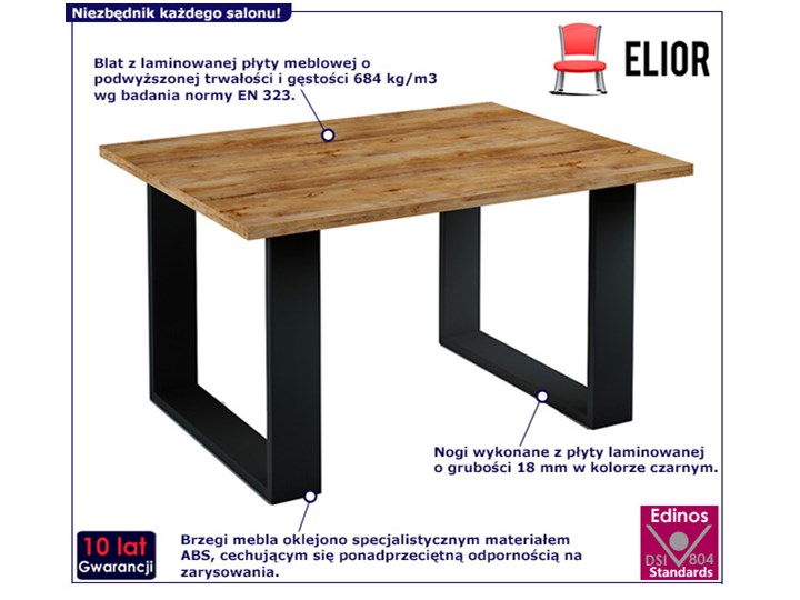 Loftowy stolik kawowy do salonu dąb lefkas - Toshi 4X Styl Industrialny Zestaw stolików Szkło Wysokość 45 cm Płyta meblowa Styl Minimalistyczny