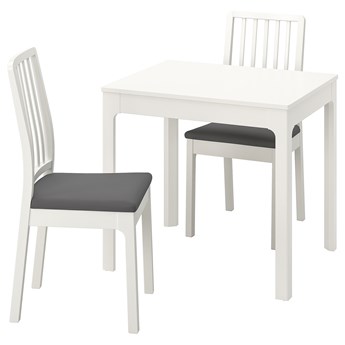 IKEA EKEDALEN / EKEDALEN Stół i 2 krzesła, biały/Hakebo ciemnoszary, 80/120 cm