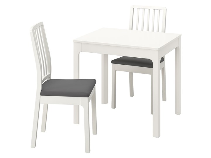 IKEA EKEDALEN / EKEDALEN Stół i 2 krzesła, biały/Hakebo ciemnoszary, 80/120 cm Pomieszczenie Jadalnia