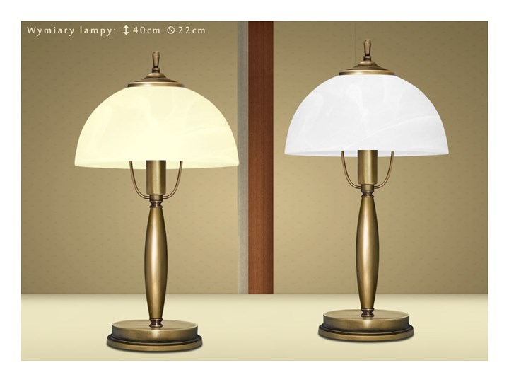 Mosiężna lampa stołowa C-B1G Lampa biurkowa Mosiądz Styl Tradycyjny Wysokość 40 cm Szkło Lampa z kloszem Lampa LED Kolor Złoty