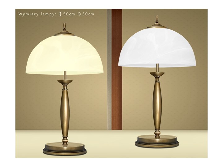 Klasyczna lampa na biurko C-B2B Wysokość 50 cm Lampa gabinetowa Kolor Złoty Mosiądz Szkło Lampa z kloszem Lampa LED Lampa biurkowa Styl Tradycyjny