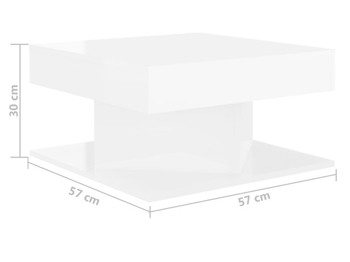 vidaXL Stolik kawowy, biały, wysoki połysk, 57x57x30 cm, płyta wiórowa Szerokość 57 cm Długość 57 cm Kategoria Stoliki i ławy