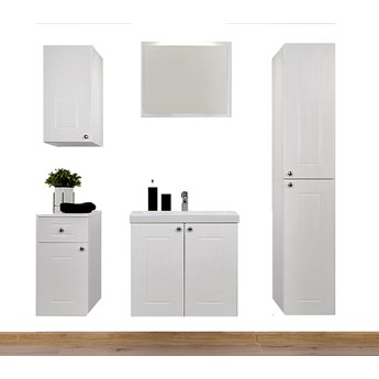 Komplet białych podwieszanych szafek do łazienki - Carini 6S
