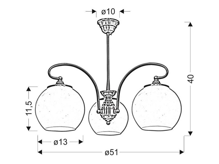 Lampa sufitowa wisząca 3X60W E27 patynowa miedź ORBIT 33-69351 Metal Żyrandol Kategoria Lampy wiszące