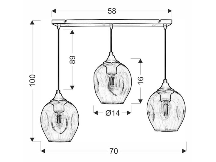 Lampa wisząca szklana czarno/brązowa 3xE27 Aspa 33-00606 Lampa z kloszem Szkło Metal Pomieszczenie Sypialnia