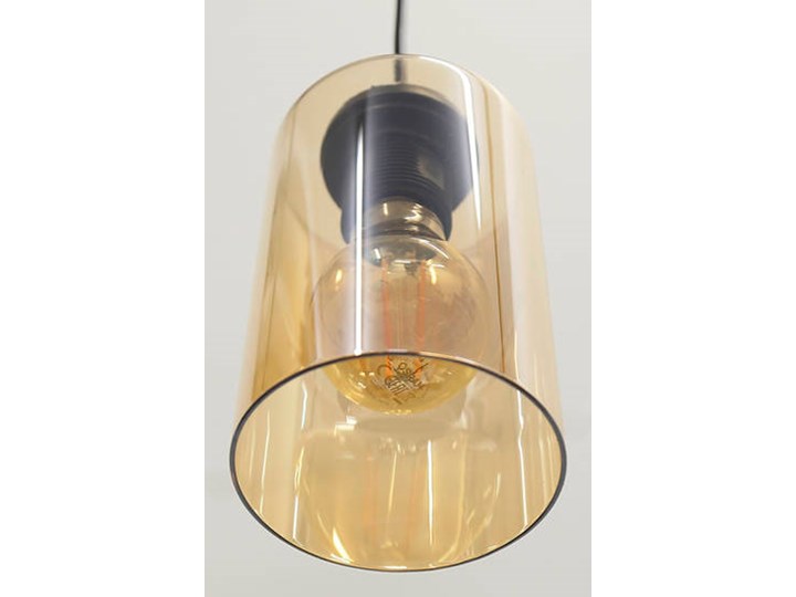 Lampa wisząca 3xE27 35cm czarno/brązowa Bistro 33-00576 Szkło Kolor Brązowy Metal Lampa z kloszem Pomieszczenie Jadalnia