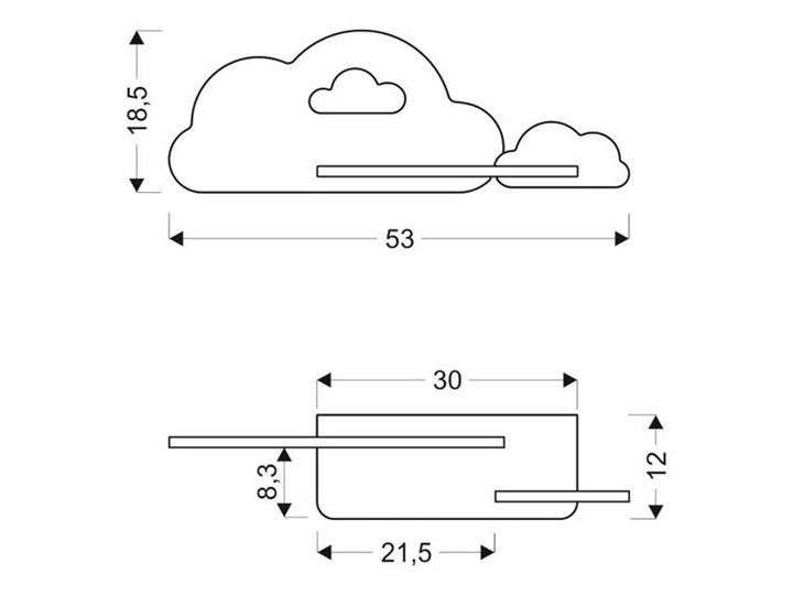 Kinkiet LED 5W dla dziecka niebieska chmurka z półką Cloud 21-75710 Kolor Typ Lampa LED