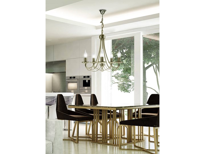 Lampa wisząca patynowa żyrandol 5x40W E14 Muza 35-69170