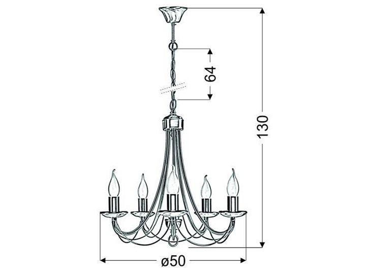 Lampa wisząca patynowa żyrandol 5x40W E14 Muza 35-69170 Metal Kategoria Lampy wiszące Kolor Złoty