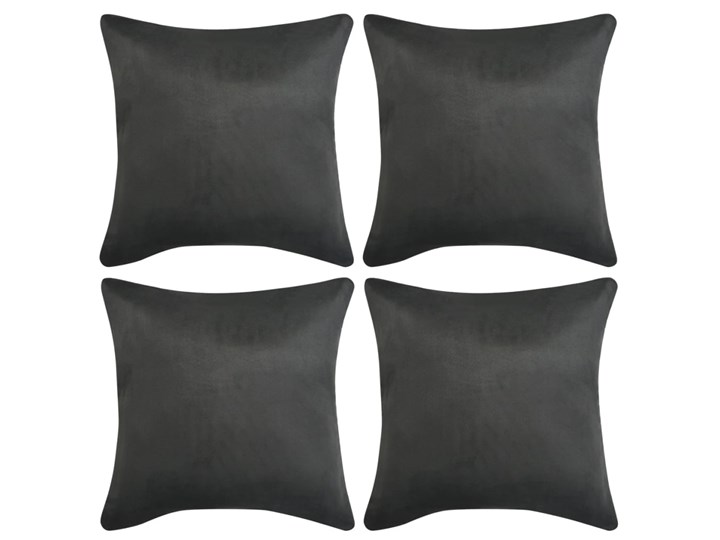 vidaXL Poszewki na poduszki 80x80 cm, zamszowe, 4 szt., antracytowe Poliester Poszewka dekoracyjna Kolor Szary