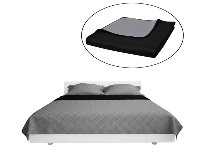 vidaXL 130883 Double-sided Quilted Bedspread Black/Grey 170 x 210 cm 170x210 cm Mikrofibra Kolor Szary Kolor Czarny