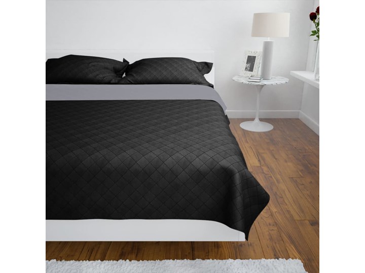 vidaXL 130883 Double-sided Quilted Bedspread Black/Grey 170 x 210 cm 170x210 cm Mikrofibra Kolor Czarny
