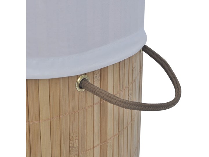 vidaXL Bambusowy kosz na pranie - okrągły, naturalny kolor Tkanina Drewno Kategoria