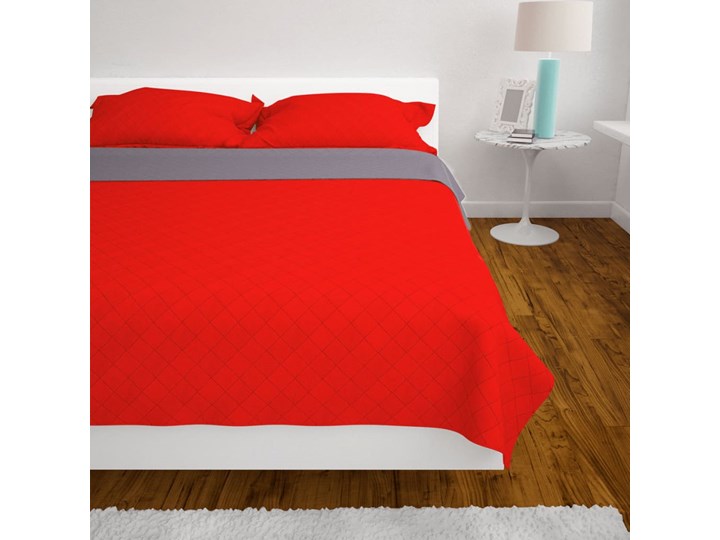 vidaXL Dwustronna pikowana narzuta na łózko, czerwono-szara 170x210 cm Pomieszczenie Sypialnia Mikrofibra Kolor Czerwony