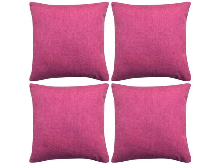 vidaXL Poszewki na poduszki 4 szt. lniane, różowe 80x80 cm Poliester Len Poszewka dekoracyjna Kolor Różowy