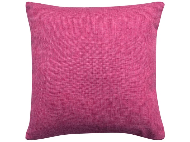 vidaXL Poszewki na poduszki 4 szt. lniane, różowe 80x80 cm Poliester Kolor Różowy Poszewka dekoracyjna Len Pomieszczenie Salon