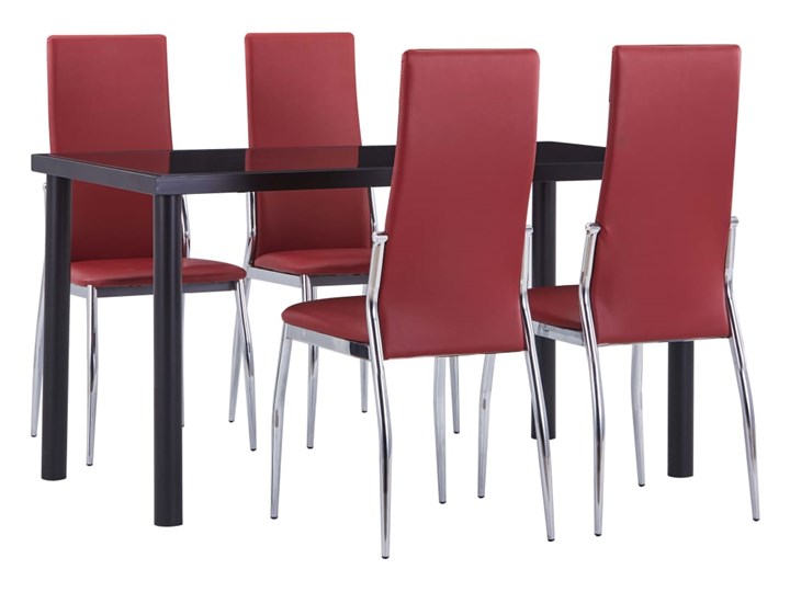 vidaXL 5-częściowy zestaw jadalniany, obity sztuczną skórą, czerwony Kategoria Stoły z krzesłami