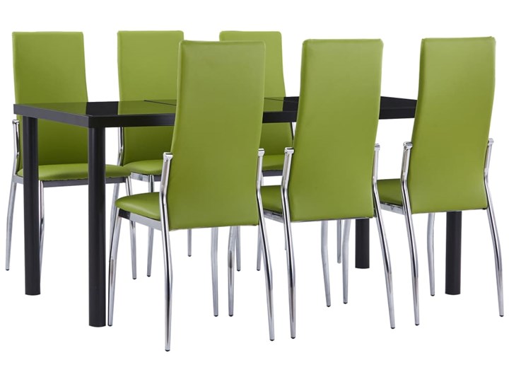 vidaXL 7-częściowy zestaw jadalniany, obity sztuczną skórą, zielony Kategoria Stoły z krzesłami