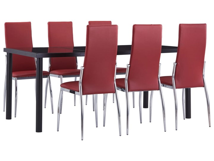 vidaXL 7-częściowy zestaw jadalniany, obity sztuczną skórą, czerwony Liczba krzeseł 6 krzeseł