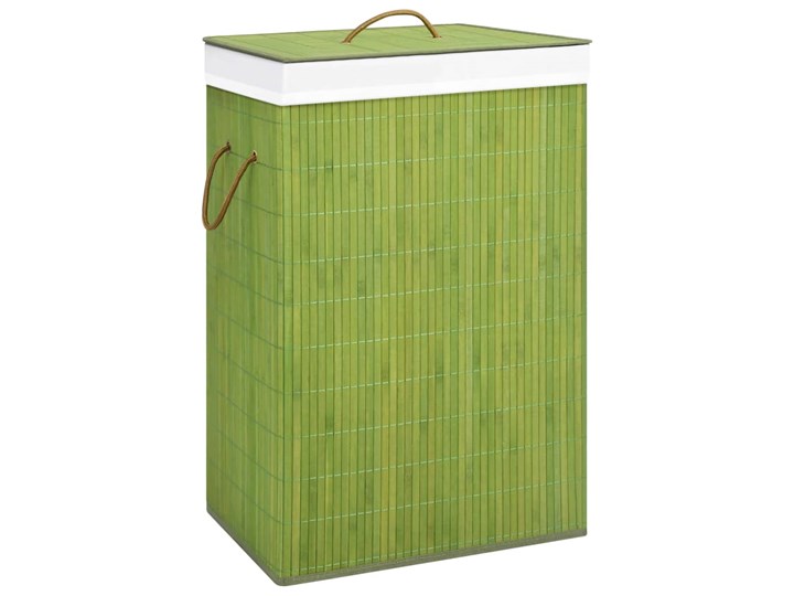 vidaXL Bambusowy kosz na pranie, zielony Drewno Tkanina Kategoria