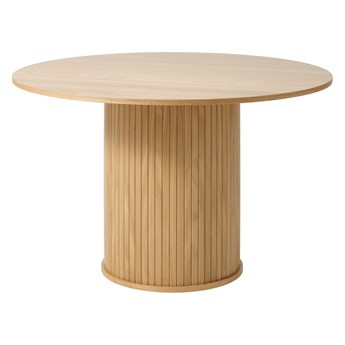 SELSEY Stół okrągły Gativel 120 cm z okrągłą podstawą lamele dąb naturalny