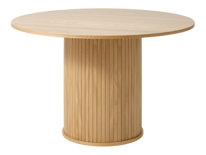 SELSEY Stół okrągły Gativel 120 cm z okrągłą podstawą lamele dąb naturalny