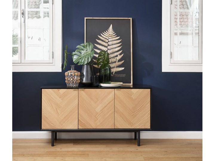 SELSEY Komoda szeroka Frieve 150 cm jodełka dąb Wysokość 80 cm Płyta MDF Z szafkami Drewno Głębokość 43 cm Pomieszczenie Pokój nastolatka