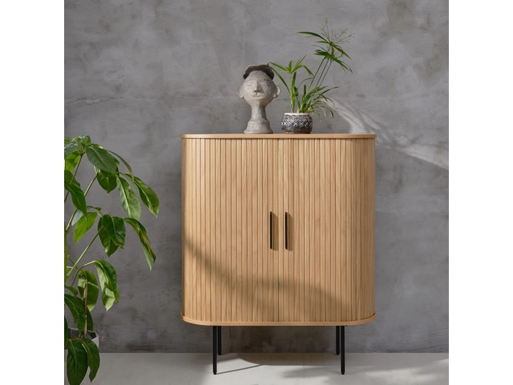 SELSEY Komoda Gativel lamele dąb naturalny Pomieszczenie Sypialnia Drewno Wysokość 118 cm Szerokość 100 cm Głębokość 40 cm Z szafkami Pomieszczenie Salon