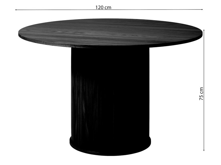 SELSEY Stół okrągły Gativel 120 cm z okrągłą podstawą lamele dąb czarny Drewno Wysokość 75 cm Pomieszczenie Stoły do jadalni