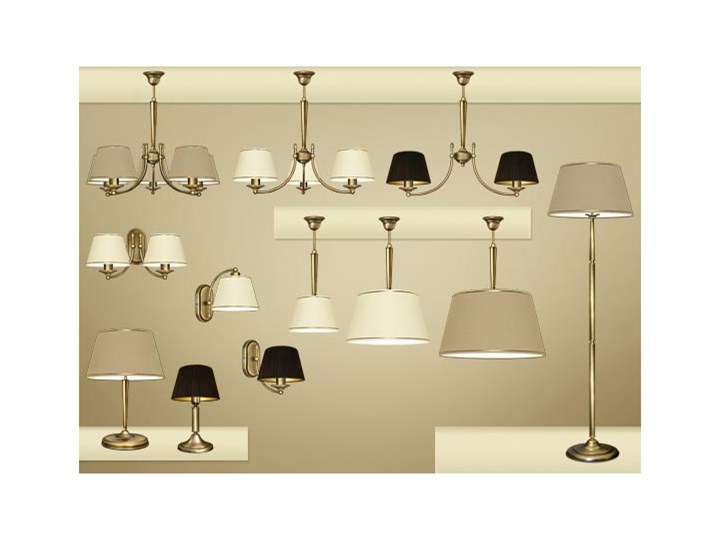 Mosiężny żyrandol YA-S2Am Lampa z abażurem Metal Pomieszczenie Salon Mosiądz Styl Tradycyjny
