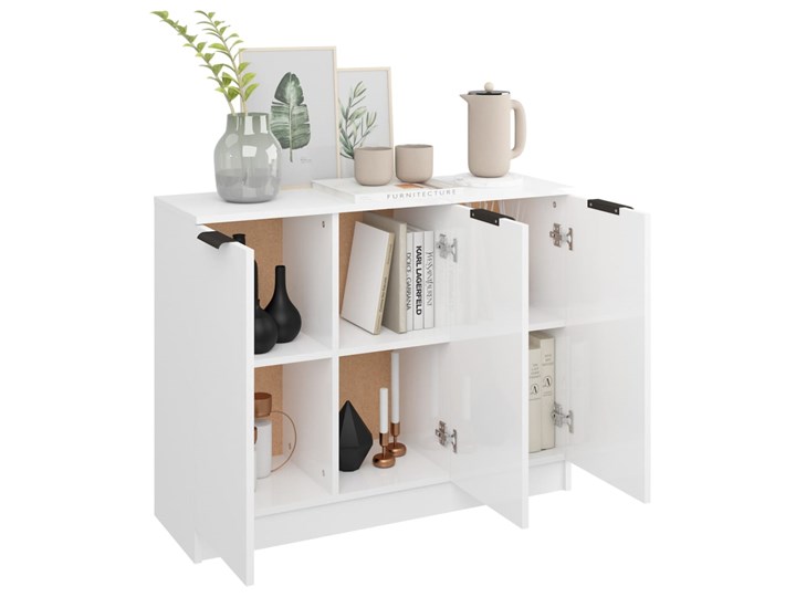vidaXL Komoda, biała, połysk, 90,5x30x70 cm, materiał drewnopochodny Szerokość 105 cm Szerokość 90 cm Kolor Biały
