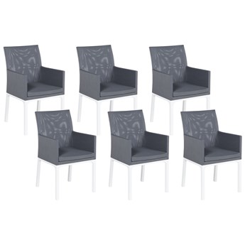 Beliani Zestaw 6 krzeseł ogrodowych szary tapicerowany aluminiowe białe nóżki szybkoschnąca pianka taras balkon