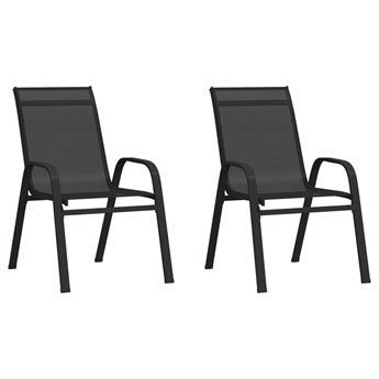 vidaXL Sztaplowane krzesła ogrodowe, 2 szt., czarne tworzywo textilene
