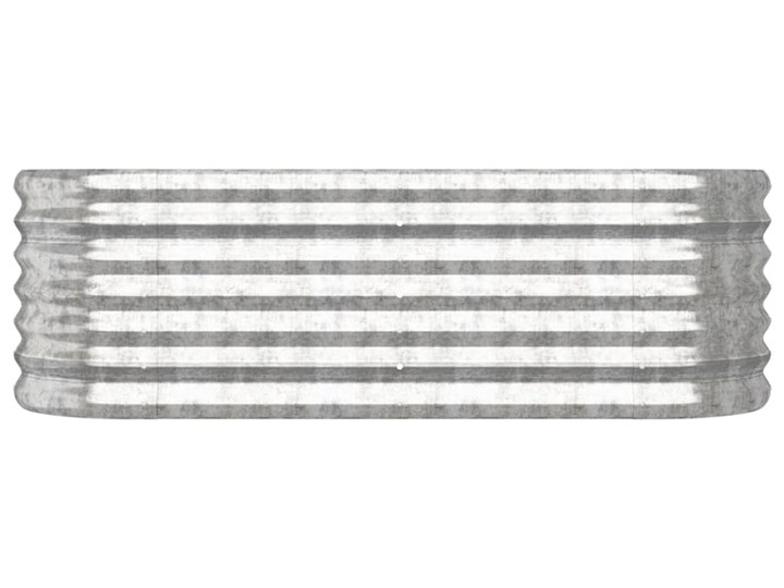 vidaXL Donica ogrodowa, malowana proszkowo stal, 114x40x36 cm, srebrna Kolor Srebrny Owalny Metal Donica balkonowa Kategoria Donice ogrodowe