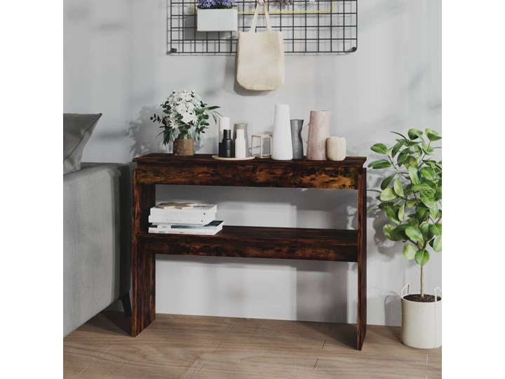 vidaXL Stolik konsolowy, przydymiony dąb, 102x30x80 cm Szerokość 102 cm Głębokość 30 cm Drewno Kategoria Konsole Styl Industrialny