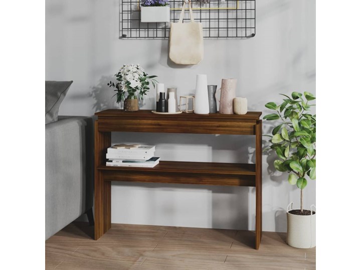 vidaXL Stolik konsolowy, brązowy dąb, 102x30x80 cm Styl Industrialny Szerokość 102 cm Drewno Głębokość 30 cm Pomieszczenie Przedpokój