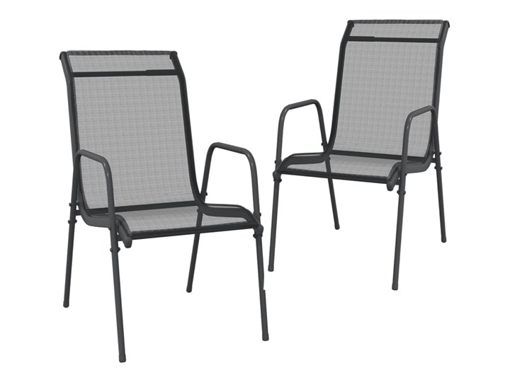 vidaXL Krzesła ogrodowe, 2 szt., stal i tworzywo textilene, czarne Krzesło z podłokietnikami Tworzywo sztuczne Kolor Czarny Metal Kolor Szary