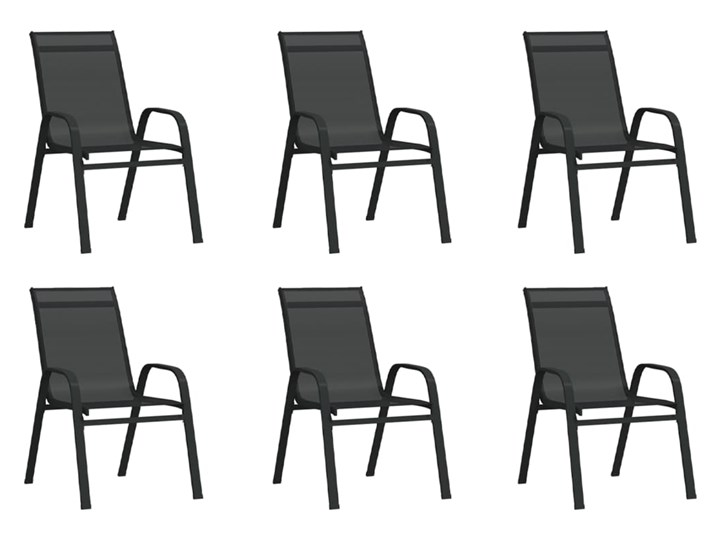 vidaXL 7-częściowy zestaw mebli ogrodowych, czarny Stoły z krzesłami Stal Zawartość zestawu Stół