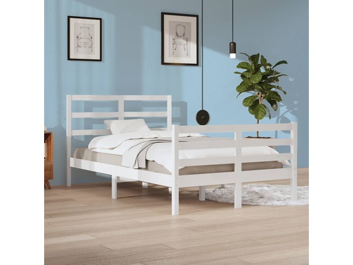 vidaXL Rama łóżka, biała, lite drewno sosnowe, 120 x 200 cm Kolor Biały Łóżko drewniane Styl Rustykalny