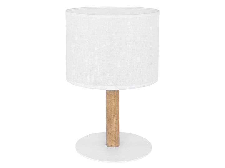 Lampka DEVA WHITE nocna 1-punktowa 230 V - Homla Metal Lampa z abażurem Kolor Biały Drewno Tkanina Lampa nocna Styl Tradycyjny
