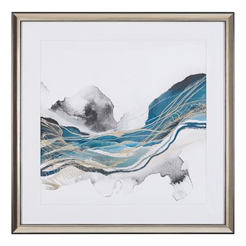 Beliani Obraz w ramie niebiesko-szary wydruk na papierze 60 x 60 cm abstrakcja dekoracja ścienna