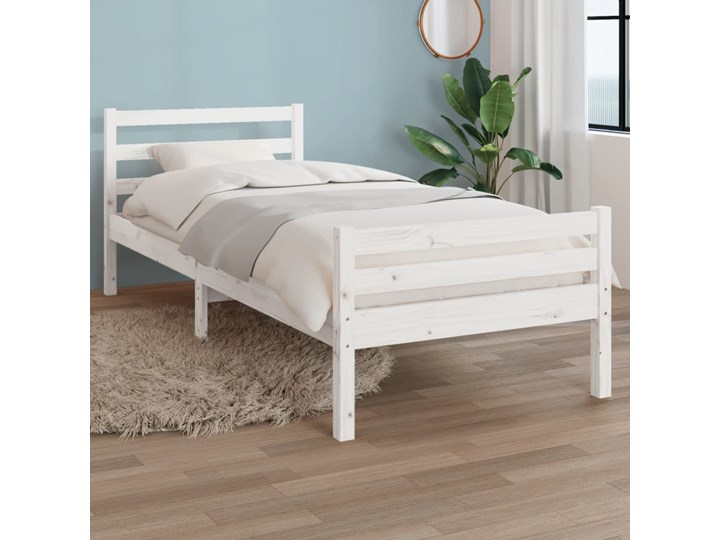vidaXL Rama łóżka, biała, lite drewno, 90x190 cm, pojedyncza Łóżko drewniane Styl Tradycyjny