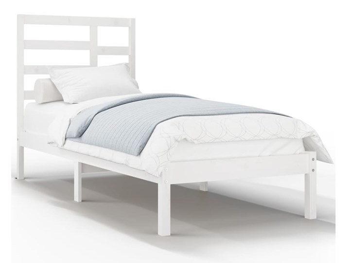 vidaXL Rama łóżka, biała, lite drewno, 90x190 cm, pojedyncza Łóżko drewniane Styl Tradycyjny Styl Nowoczesny